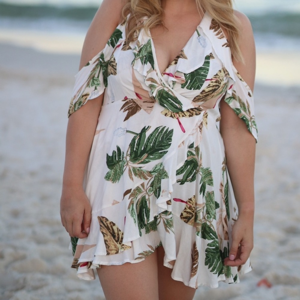 Beachy off the shoulder wrap dress